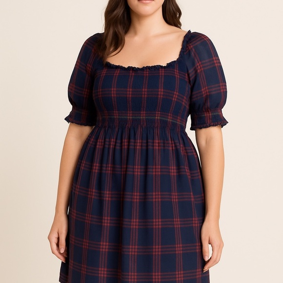 Hill House Home Mini Nap Dress – Plaid Smocked Puff Sleeve Dress (Size 2XL) - Picture 2 of 11